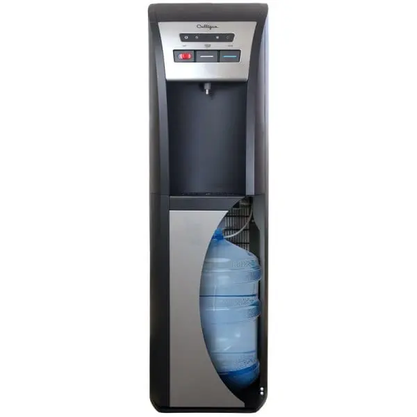 A front view of Culligan Water's hot and cold water dispenser.